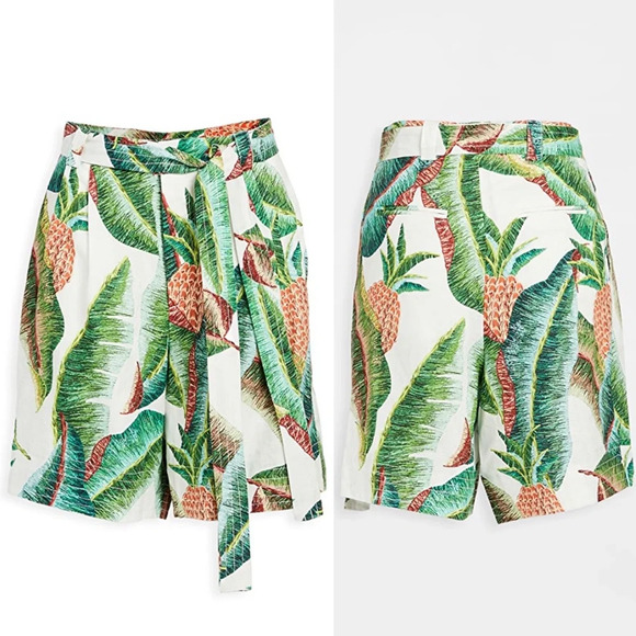 FARM Rio Pants - Farm Rio Forest Palm Linen Shorts